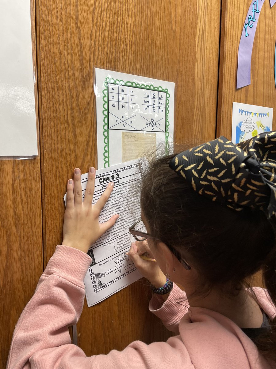 Ms_Kroll's tweet photo. Learning about the US Constitution for Constitution day, Sept. 17. Escape Room Style. #funinfifthgrade @UniversityElem @MCCSC_EDU @usconstitution https://t.co/tXQSB5xzfn