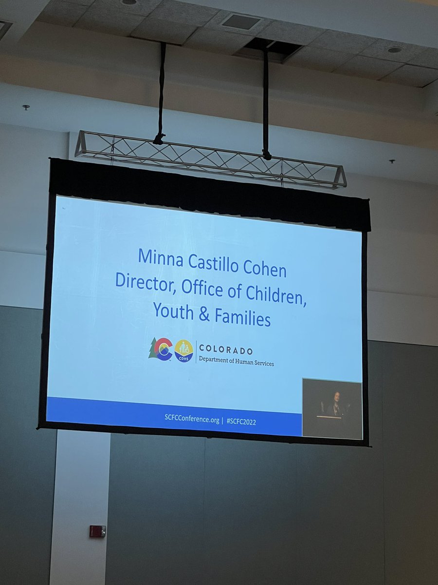 DrSandyHo's tweet photo. Director Minna Castillo Cohen, @CO_CDHS Office of Children, Youth, and Families. #OCYF #inspiration #leadership #resilience #FamilyVoice #community #ThankYouFrontlineProfessionals #SCFC2022 https://t.co/hBjlGHWaHw