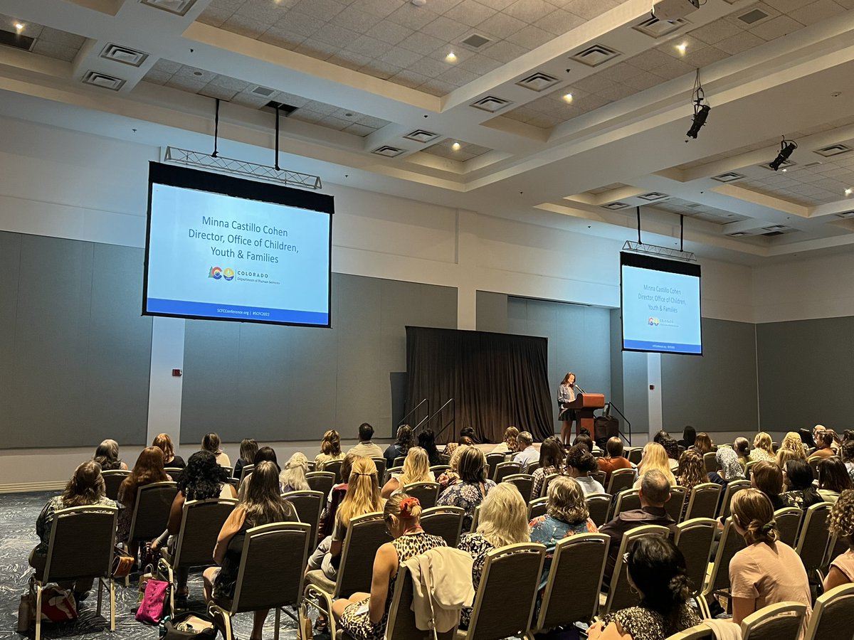 DrSandyHo's tweet photo. Director Minna Castillo Cohen, @CO_CDHS Office of Children, Youth, and Families. #OCYF #inspiration #leadership #resilience #FamilyVoice #community #ThankYouFrontlineProfessionals #SCFC2022 https://t.co/hBjlGHWaHw
