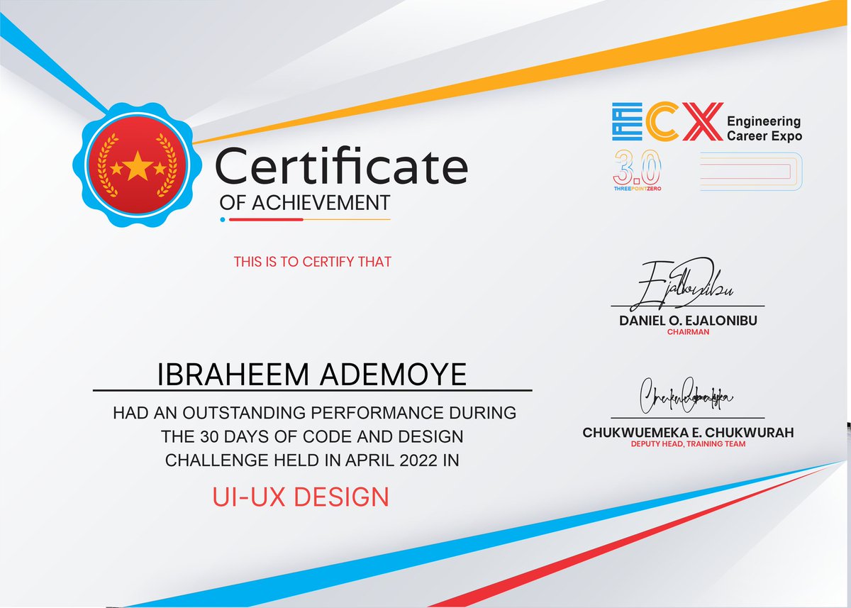 ingenious_02's tweet photo. Good Monday!
I got 2 certificates for participating in the #30DaysOfCodeAndDesign challenge. Thanks to all the good fellas at @ecxunilag that made this an experience, it was really enlightening and fun.
ππβ€οΈ
Check out my submissions' compilation here - https://t.co/ElwdYaxCYg https://t.co/ihQTpbSFnd