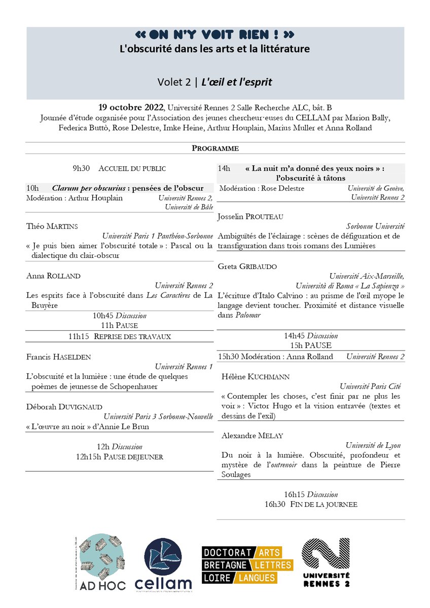 AdHocCellam's tweet photo. Un aperçu plus précis du programme, fort alléchant, de la journée : https://t.co/w12b7MGMIQ