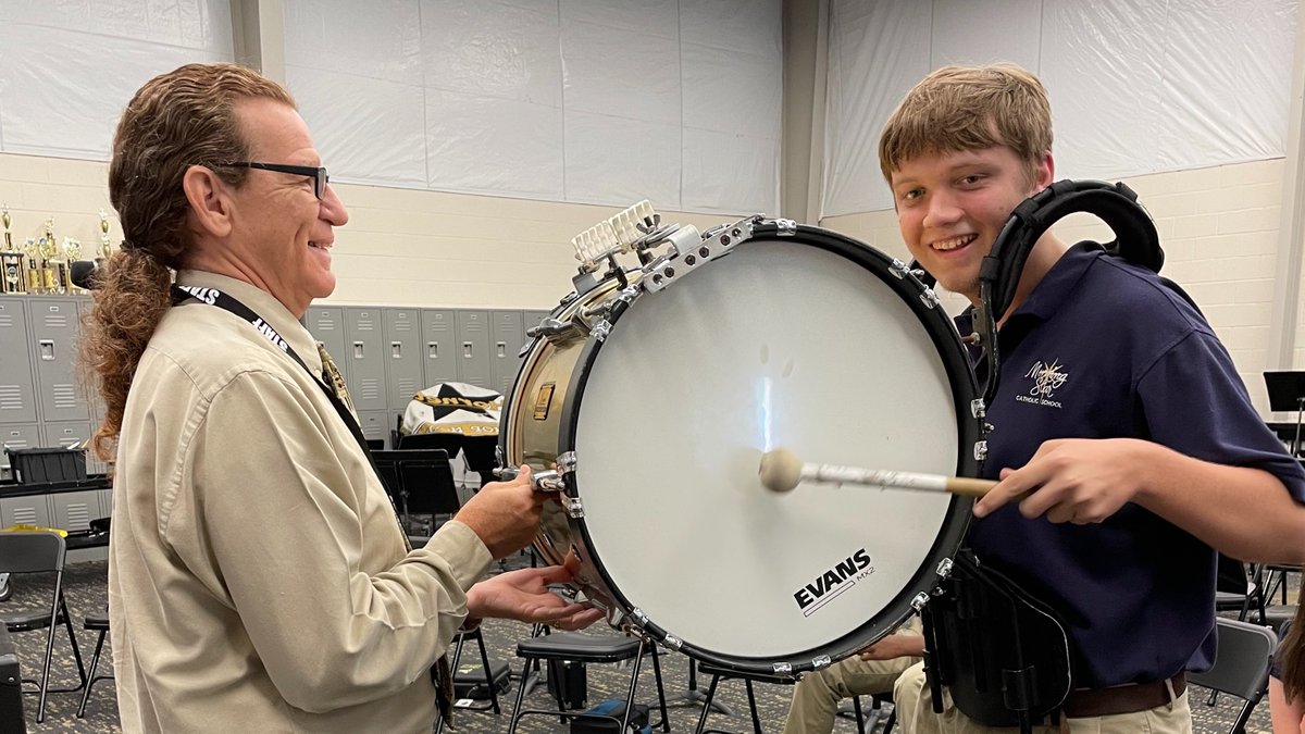 MSCatholicOrl's tweet photo. We love our partnership with Bishop Moore Catholic High School! Our high schoolers enjoy attending Band with Mr. Barker and learning about the different instruments. https://t.co/tho0Nog0BQ