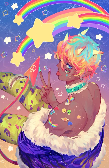 A Lisa Frank Demon!Really loved the colors with this!! :DSo fun~~~His name is Frank XD 