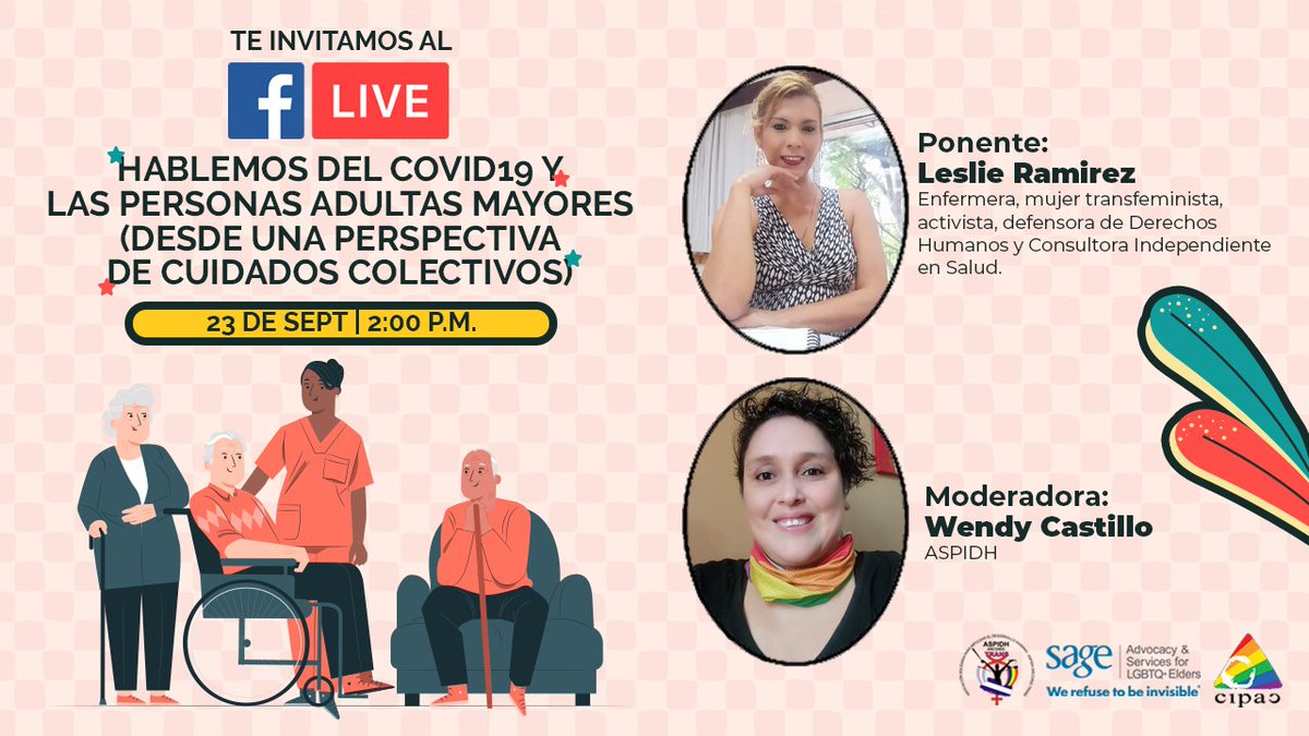 ASPIDHARCOIRIS's tweet photo. Te invitamos al #facebooklive🔴 
"𝗛𝗮𝗯𝗹𝗲𝗺𝗼𝘀 𝗱𝗲𝗹 #𝗖𝗼𝘃𝗶𝗱𝟭𝟵 𝘆 𝗹𝗮𝘀 𝗽𝗲𝗿𝘀𝗼𝗻𝗮𝘀 𝗮𝗱𝘂𝗹𝘁𝗮𝘀 𝗺𝗮𝘆𝗼𝗿𝗲𝘀 (𝗗𝗲𝘀𝗱𝗲 𝘂𝗻𝗮 𝗽𝗲𝗿𝘀𝗽𝗲𝗰𝘁𝗶𝘃𝗮 𝗱𝗲 𝗰𝘂𝗶𝗱𝗮𝗱𝗼𝘀 𝗰𝗼𝗹𝗲𝗰𝘁𝗶𝘃𝗼𝘀) "

📅 23 de sept 2022
⏰ 2:00 p.m. [#ElSalvador]

#sage #CIPAC https://t.co/fXzq9MDmUq