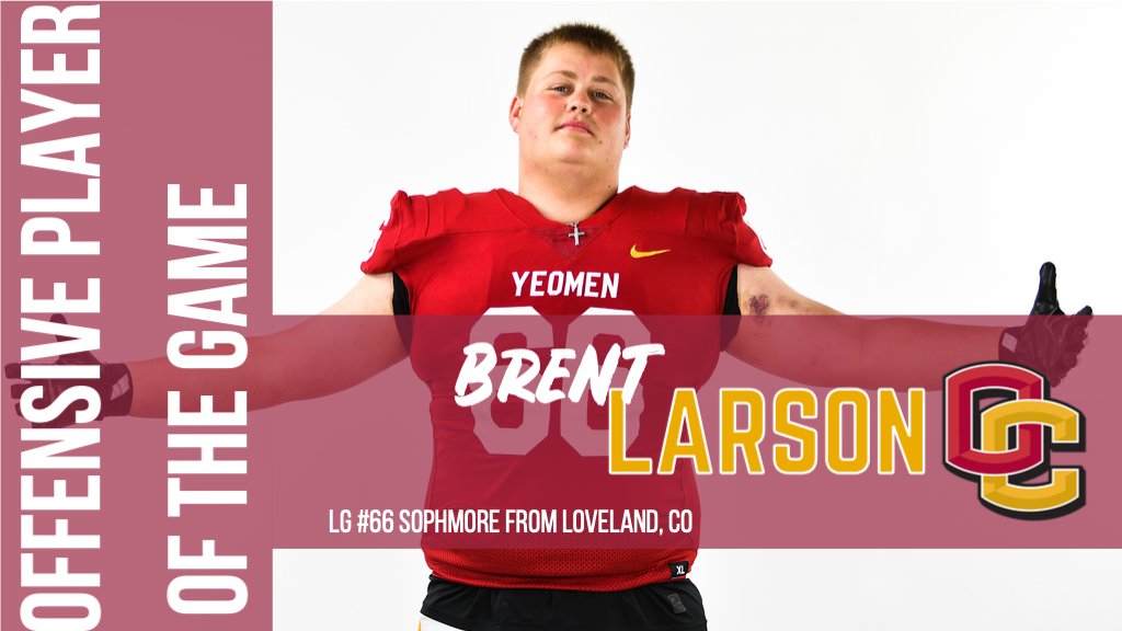 Our offensive player of the week this week is Sophomore left guard Brent Larson.