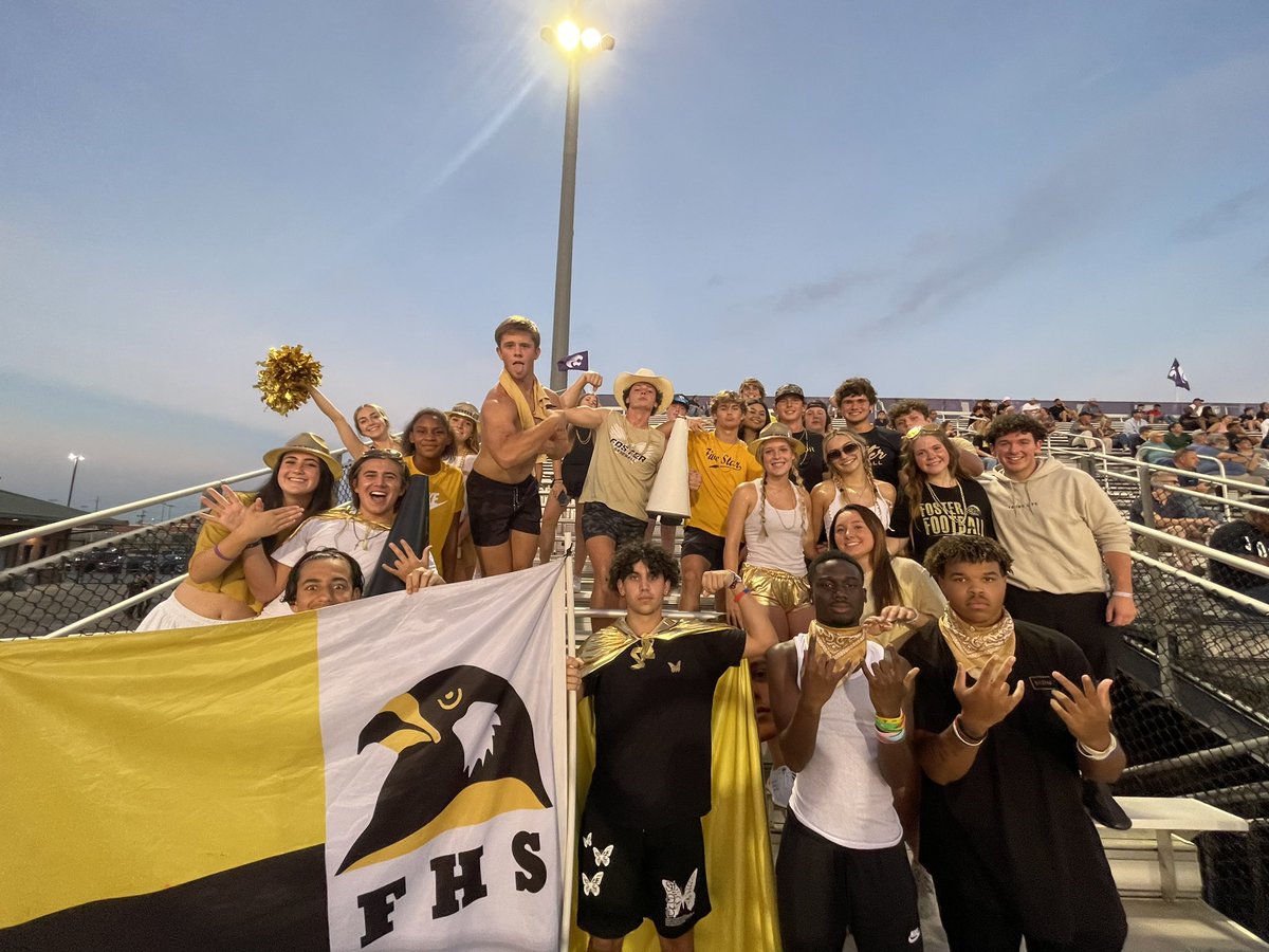 fosterhselite's tweet photo. THE FALCONS ARE 4-0!!!! another big win for our boys as they beat Angleton 35-7!! don’t let the size of the student section fool you, these kids were ON FIRE!! thanks to everyone who made the drive out there, we hope to see everyone back next week!💛🦅🙌🏼 #ptn #ffnd #gofalcs #fnl https://t.co/CnqPAZqNDd