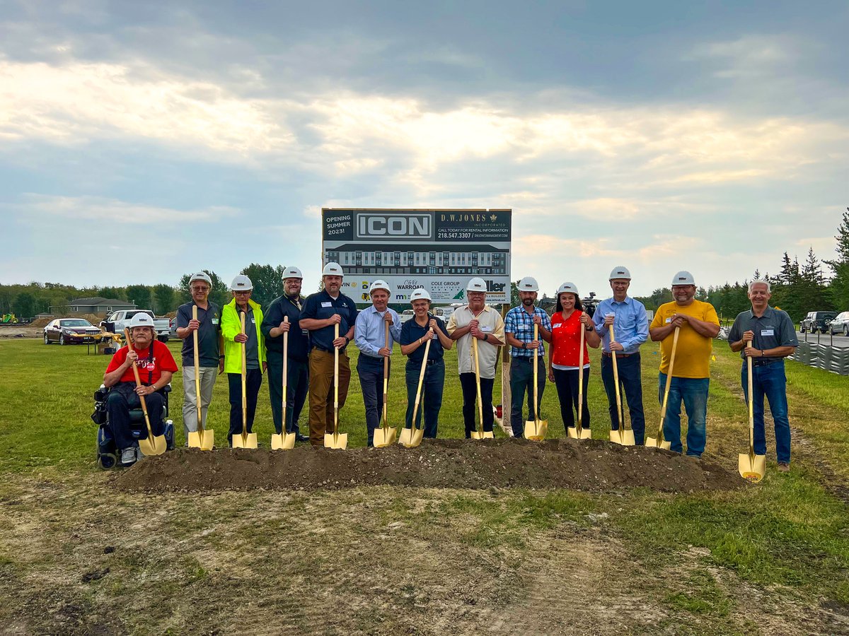 mnhousing's tweet photo. We were thrilled to be a part of the Icon Apartments groundbreaking in Warroad. Kudos to @RepJohnBurkel, D.W. Jones, City of Warroad, @TheMarvinBrand, @BorderBanks, and all our community partners who helped us celebrate and are working to provide more housing across the state. https://t.co/bxQaqIFaJO