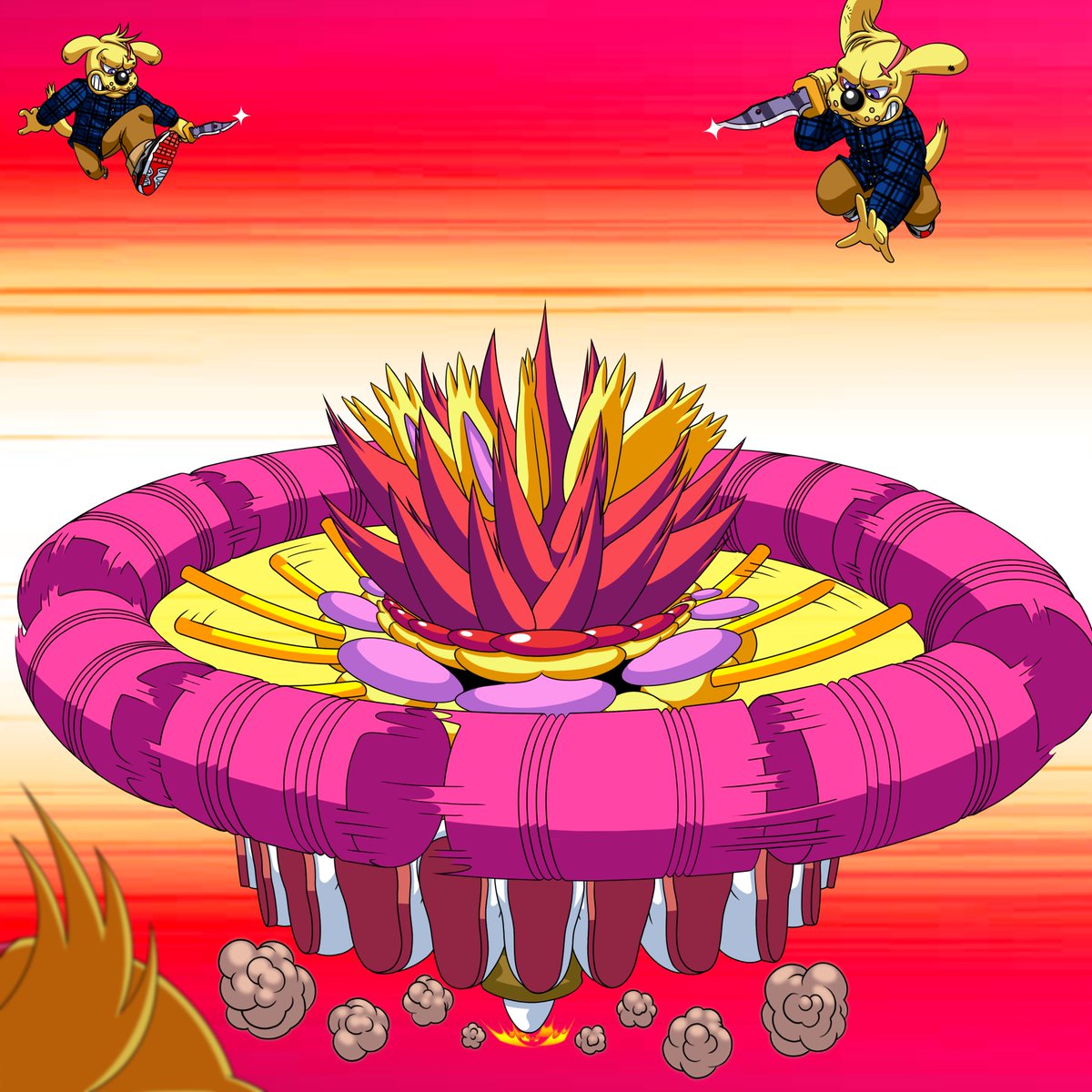 As the shadow clones descend, Homer uses his TORNADO SWING! He’s turned into a spinning top! This looks to be the decisive blow!

Who will remain standing?!⚡️🌪

🔄 If Homer clinches a victory. 

❤️ If Grimey dodges this finishing move.