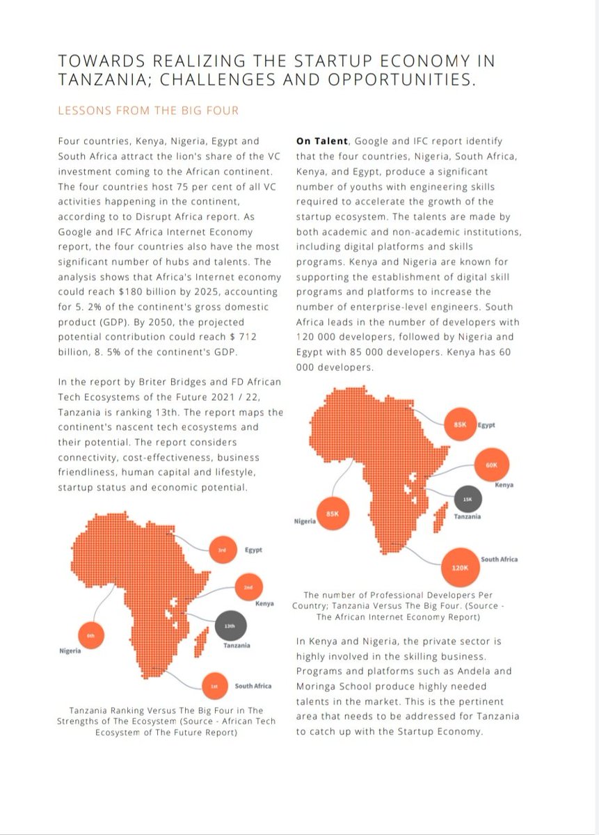 Afruturist's tweet photo. @VenturesSahara reports, "Towards Realising The Startup Economy in Tanzania; Challenges and Opportunities" is available on our website. Let's meet this Friday from 1800Hrs to reflect on key lessons from the report. #PotentialUnleashed2022 @SparkSahara 2022 https://t.co/y0xJjEPLci