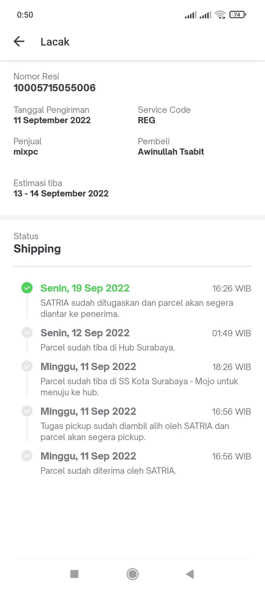 awinullah's tweet photo. @TokopediaCare 2 paket saya kok lama banget dianter sama kurir, padahal sama seller 1 hari langsung diproses. Lokasi juga sama2 surabaya https://t.co/JpiKaJODC1