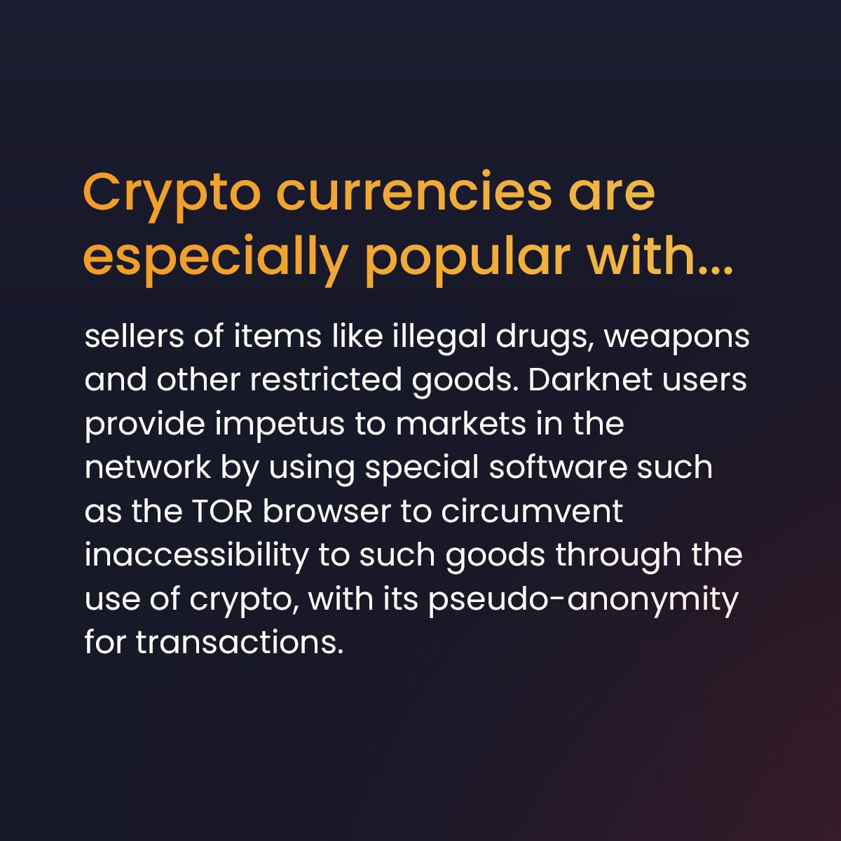 MyBLKXOfficial's tweet photo. Crypto Did You Know?!

"How is crypto involved in the dark web?"

Tag someone you know who'd like this. https://t.co/JtUIqj79vt