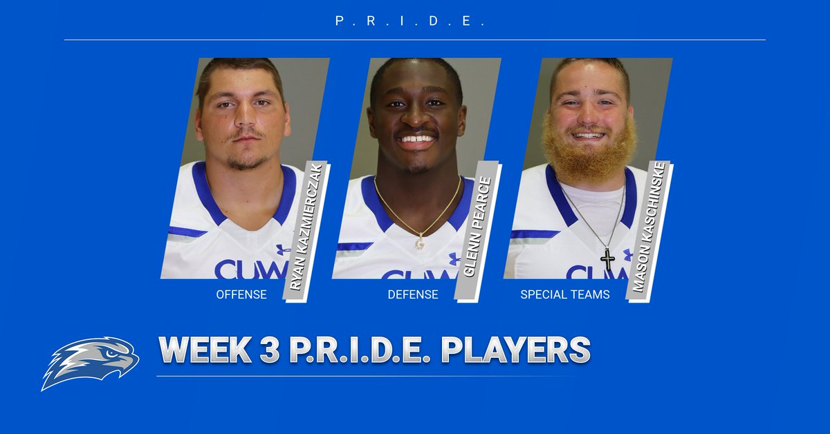 CUWFB's tweet image. Here are your Week 3 P.R.I.D.E. Players!