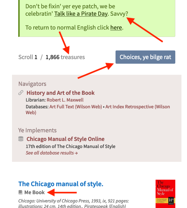 Every year my institution's library really leans into Talk Like a Pirate Day