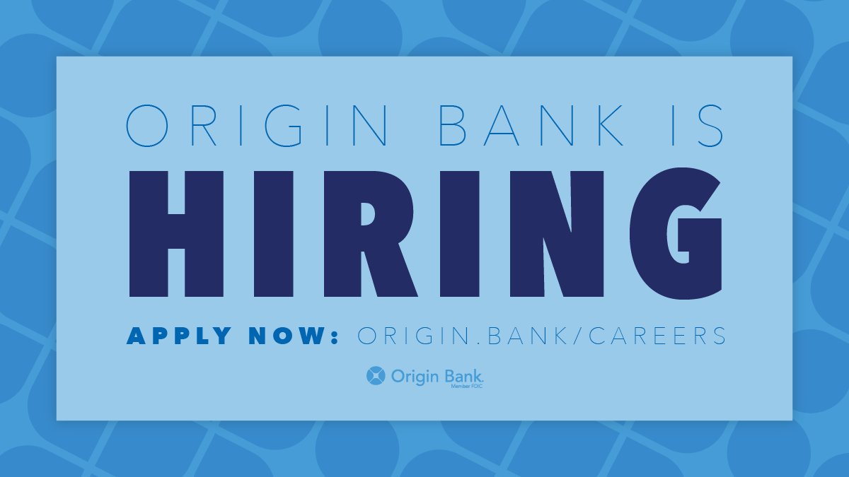 OriginBank's tweet photo. On the hunt for a new job? 🕵️ Consider a career with #OriginBank! 

Check out our open positions here: https://t.co/UI3SZthYFl https://t.co/avhKP2Gmdb