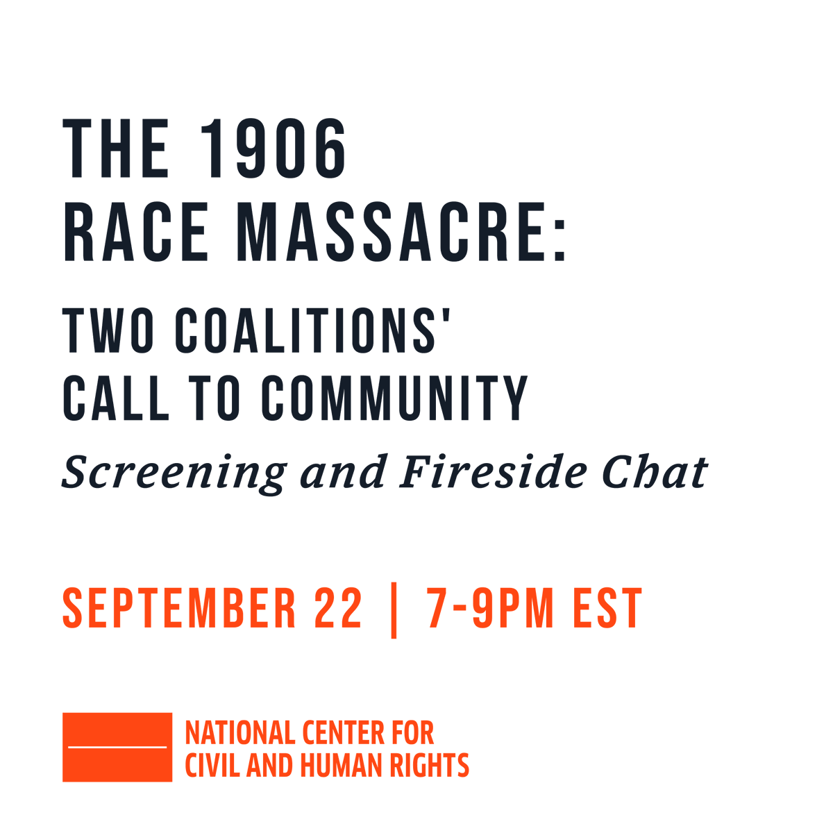 Ctr4CHR's tweet photo. Join us at The Center on September 22 at 7PM for a film screening and panel discussion commemorating the anniversary of the 1906 Atlanta Race Massacre. Register here: https://t.co/PM8sPznTfE

#FeelThePower✊ #1906AtlantaRaceMassacre https://t.co/ppcmRozhHK
