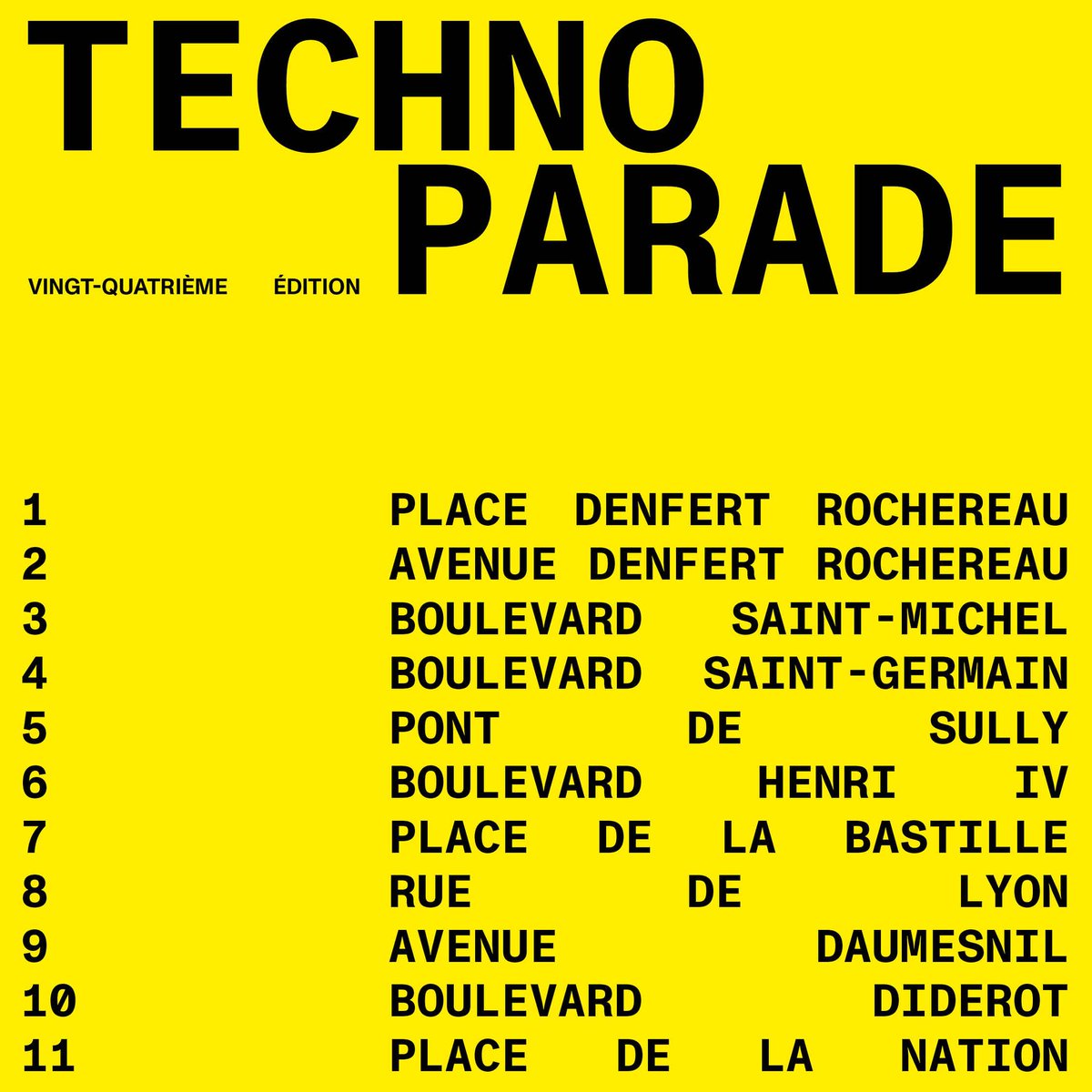 technoparade's tweet image. 💛 IL EST LÀ 💛
Voici le parcours notre 24ème édition : 6,450 km de traversée dans les rues de Paris. Rendez-vous dès midi place Denfert Rochereau 🫶