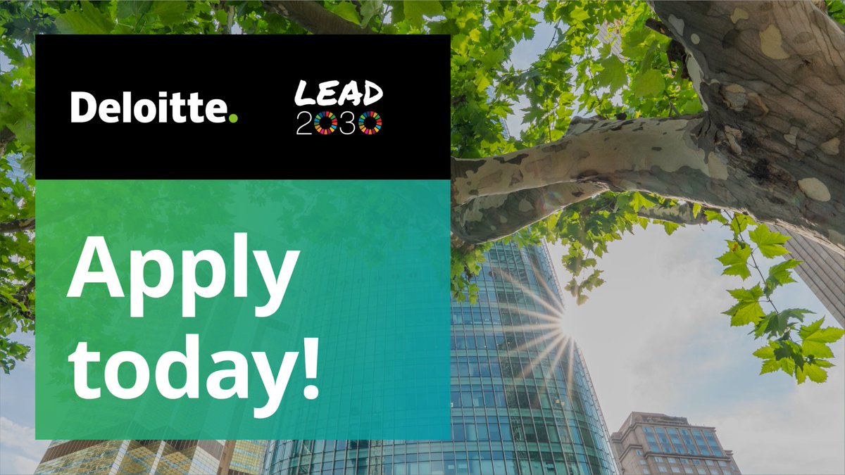 Deloitte's tweet photo. Submit your application now to be a part of the next generation of changemakers! Deloitte is supporting this year's @OneYoungWorld #Lead2030 challenge by sponsoring #SDG4 Quality Education, and #SDG13 Climate Action. Apply here: https://t.co/SqZWWFDe0f https://t.co/A82XU8LDBB
