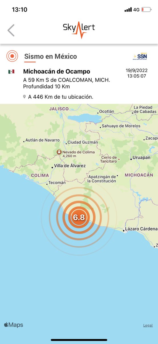 Preliminar 6.8 en Coalcomán, Michoacán.