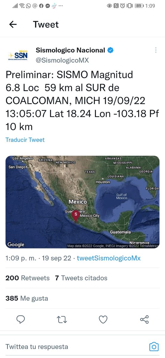 Eloy_Arellano's tweet photo. El sismontegistrado en las costas de Michoacán, también se sintió en Jalisco, sobre todo en la zona sur de la ciudad.
@PabloLatapi @Ramiro_Escoto 
#ReporteEA https://t.co/SCuMbapBu6