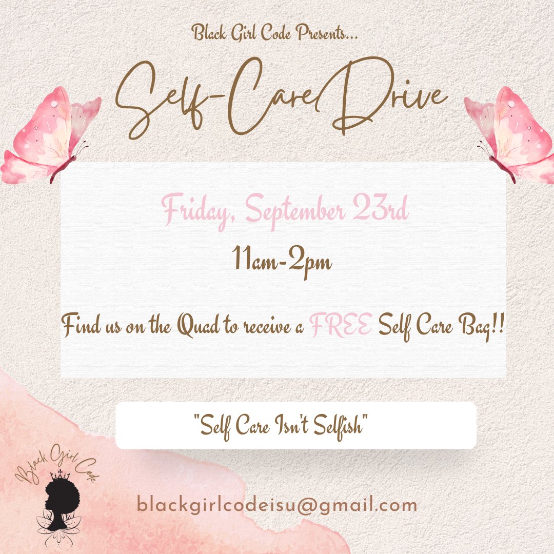 YOU READ THAT RIGHT! Find us on the Quad this Friday to receive a F R E E Self Care Bag!!👜🌸 We will be there from to 11am -2pm or until supplies last!! 

~ This event counts toward your Membership requirements!!

#isu26 #isu25 #isu24 #isu23