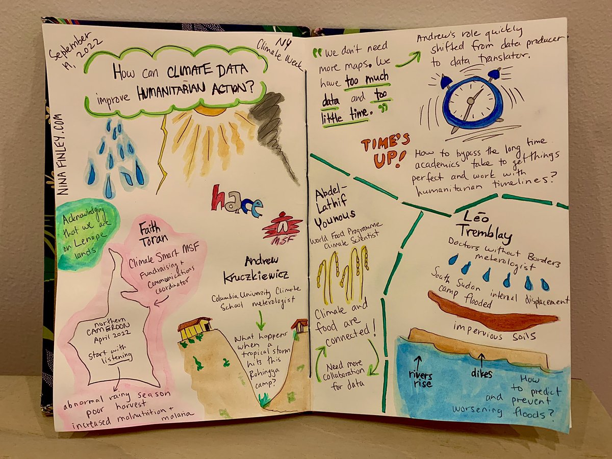 Sketch notes from today’s #ClimateWeekNYC event hosted by <a href="/MSF_canada/">Doctors Without Borders / Médecins Sans Frontières</a> and <a href="/columbiaclimate/">Columbia Climate School</a>