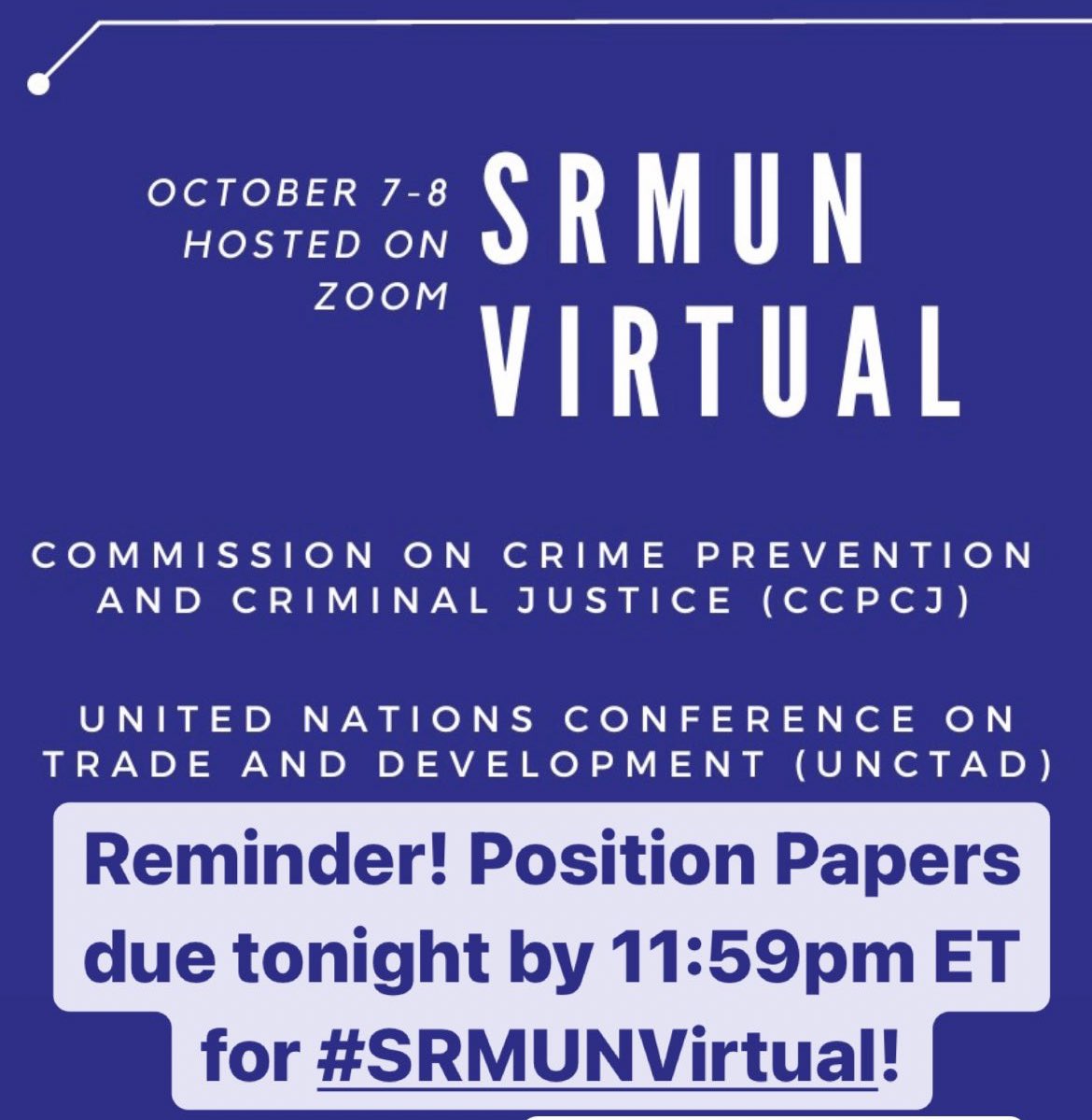 #SRMUNVirtual Position Papers are due tonight! To upload: srmun.org/upload/