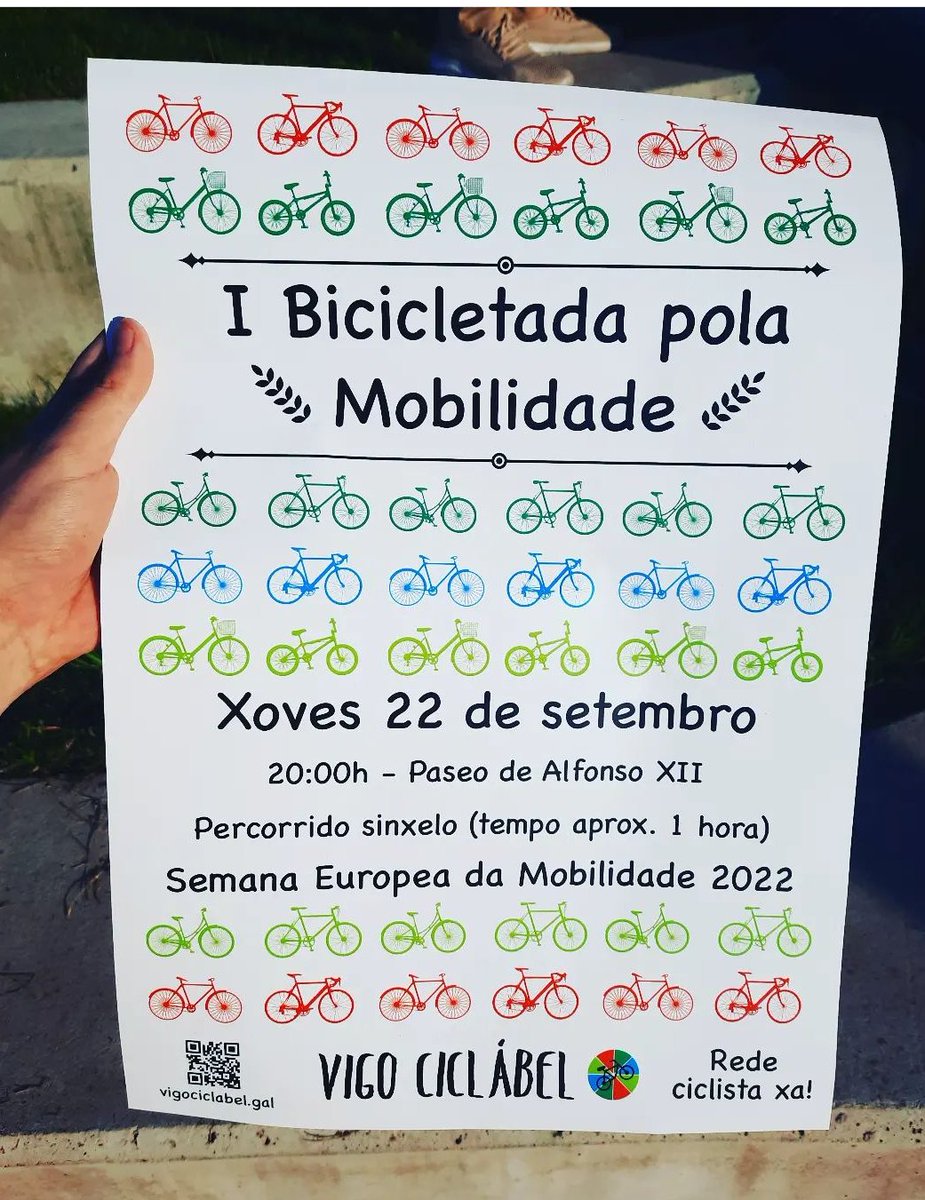 ecoloxistasvigo's tweet photo. 🚲🚲Este xoves ás 20h desde o Paseo de Alfonso XII👉 I Bicicletada pola mobilidade organizada por Vigo @ciclabel, plataforma na que participamos as @ecoloxistas.
👉E o venres ás 19h palestra en Aula D sobre o carril bici en Vigo.
Por unha mobilidade sostible! https://t.co/0JtFSYaciO