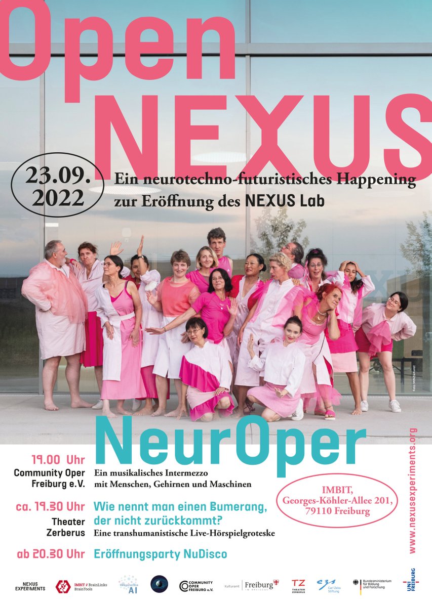 IMBIT (@imbit_unifr) on Twitter photo Open Nexus 09/23/2022
This Friday we proudly stage a neurotechno-futuristic happening for the opening of the NEXUS Lab. Featuring the premiere of NeurOpera, a live radio play grotesque and much more.. #NexusExperiments #IMBIT_UniFR #brainlinksbraintools <a href="/wisskomm_de/">Wisskomm-Portal</a> <a href="/UniFreiburg/">Universität Freiburg</a> Open Nexus 09/23/2022
This Friday we proudly stage a neurotechno-futuristic happening for the opening of the NEXUS Lab. Featuring the premiere of NeurOpera, a live radio play grotesque and much more.. #NexusExperiments #IMBIT_UniFR #brainlinksbraintools <a href="/wisskomm_de/">Wisskomm-Portal</a> <a href="/UniFreiburg/">Universität Freiburg</a>