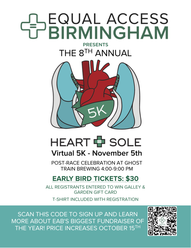 We are excited to announce our upcoming virtual Heart &amp; Sole 5K on November 5, 2022. 

To learn more about the event and to sign up, click here: runsignup.com/Race/AL/Birmin…
