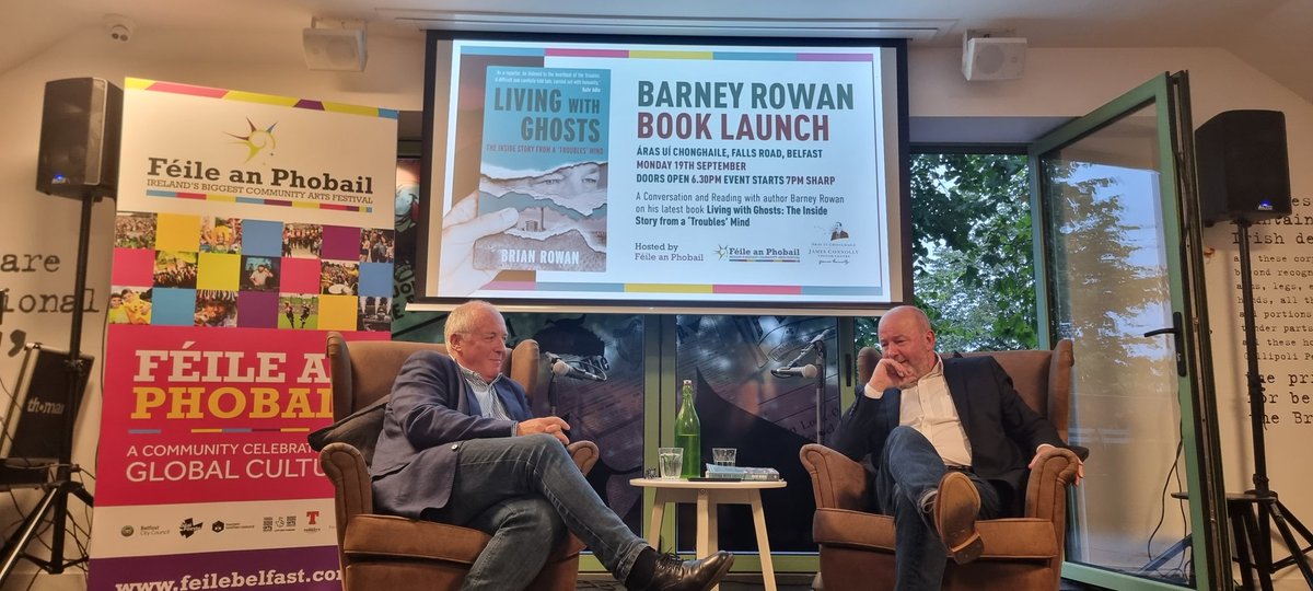 "What happened here was a war, and we weren't foreign correspondents. We were all affected by it. But I also had a front seat to some of the most important moments in Irish History including the ceasefire."

@BrianPJRowan speaking at his book launch with Mervyn Jess.