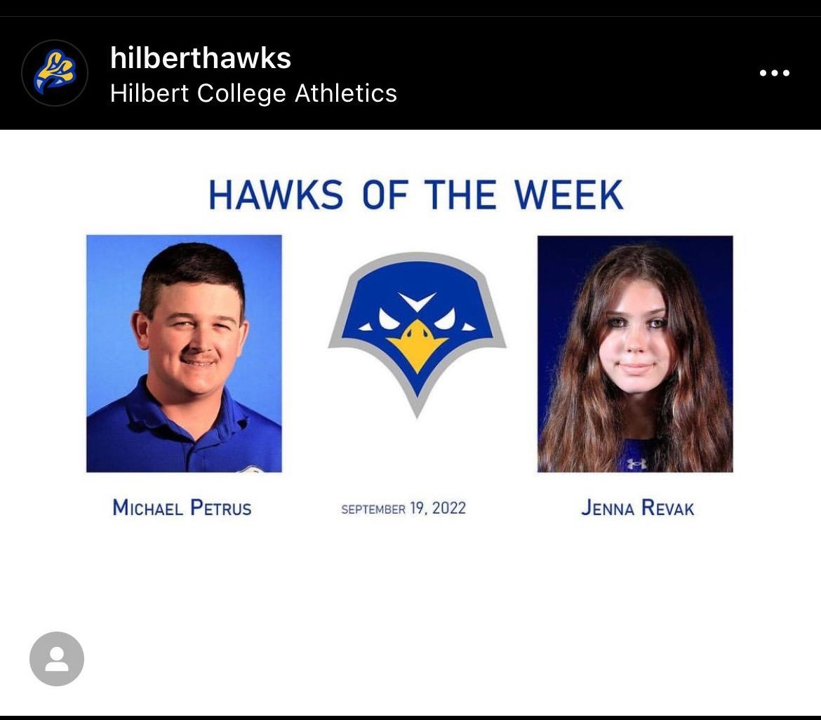 Allegheny_VC's tweet photo. Congratulations to AVC alum Jenna Revak on being named Hilbert College Hawk of the Week. Jenna is leading the team in points, kills, and digs.  She is also second in aces. https://t.co/OKehH3Bcvf