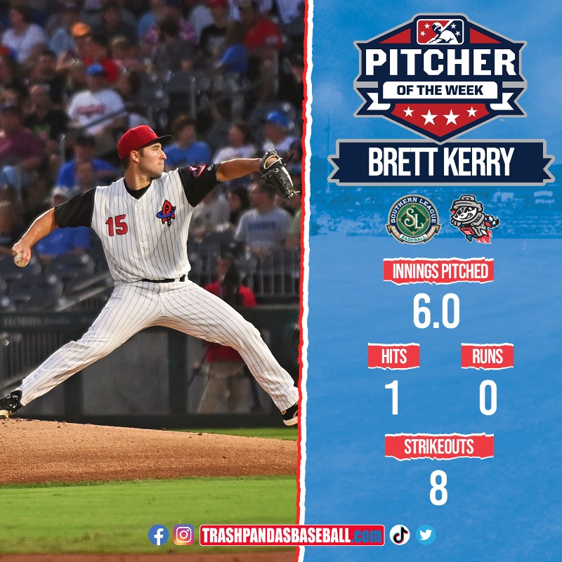trashpandas's tweet photo. Big Game Brett: Southern League Pitcher of the Week 🏆