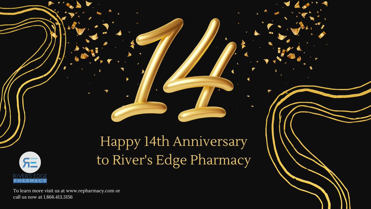 repharmacy's tweet photo. The River’s Edge Pharmacy is very honored to announce our 14th Anniversary. As we celebrate this special moment, we would like to express our appreciation to all members of the River’s Edge Pharmacy family. Without your efforts and sacrifice, none of what we do would be possible. https://t.co/enSTLAr8Qf