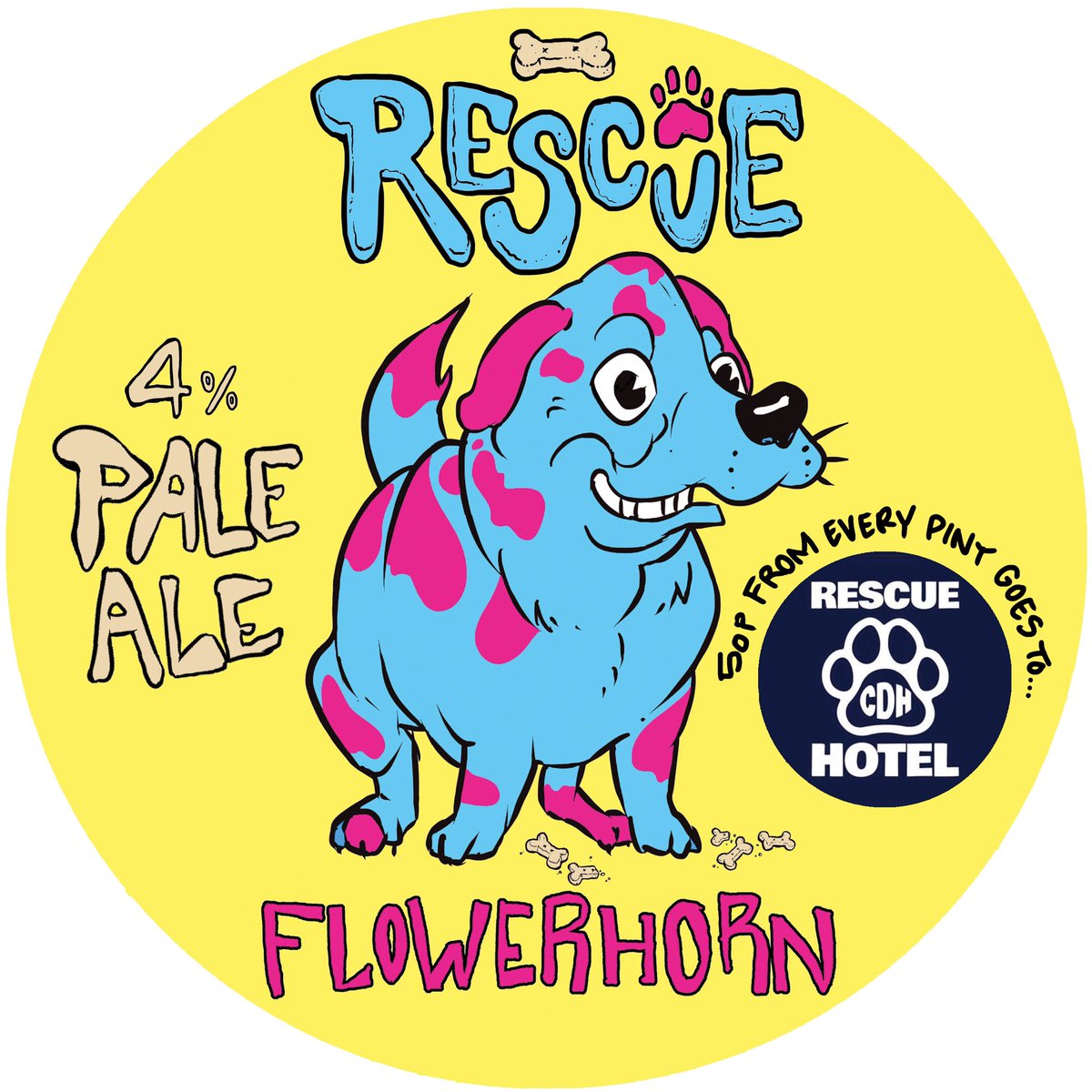 🦴Rescue - 4% Pale Ale🦴
Our collaboration brew with <a href="/therescuehotel/">Cardiff Dogs Home, The Rescue Hotel</a>! 50p from every pint sold will be donated to this great charity! Dry hopped with Mosaic and Bru-1 is massively drinkable.  
We are launching Rescue at our taproom Saturday 24th with a Meet The Dog’s event! 🐕‍🦺🦮