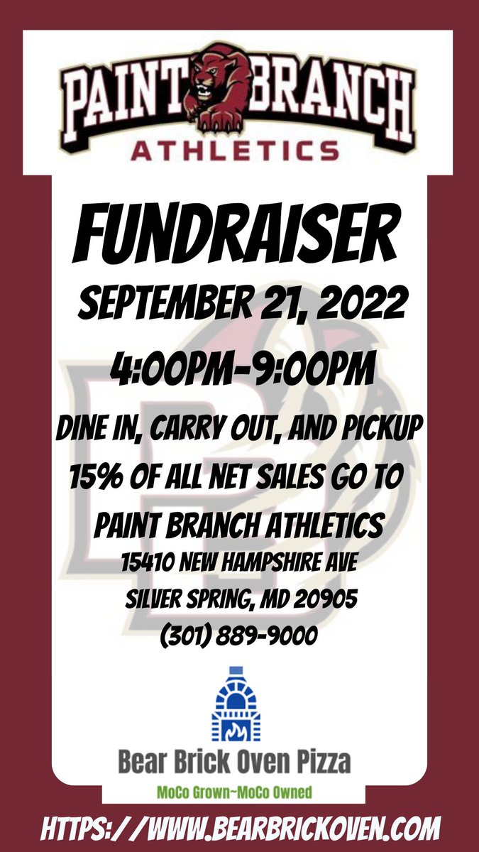 pbhs_sports's tweet photo. Come on out and support PB Athletics on Wednesday night at Brick Oven Pizza from 4p-9p! @AfieMirshah @CoachKnee @PB300PB300 @CoachSmith_PBHS @PBHS_Track @PB_Lacrosse @pbhs_fh @PB_AVID @PB_Softball @PBHSMrD @megan_pbhs @PaintBranch2025 @PB_CareerCenter @PaintBranchMC https://t.co/lWCtZxa5h2