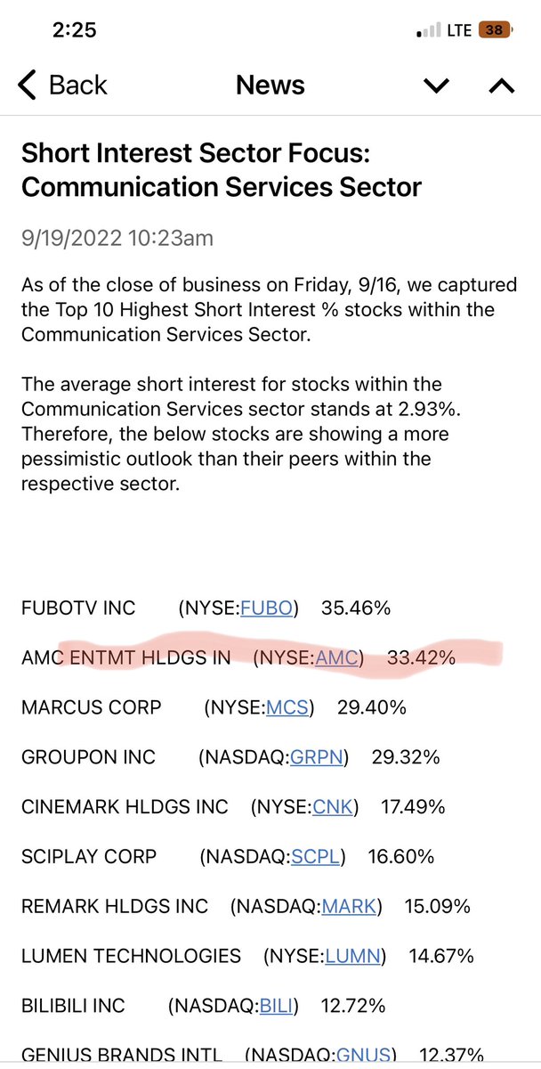 This is showing under “news” on TDA. #AMC SI 33.42% 👀