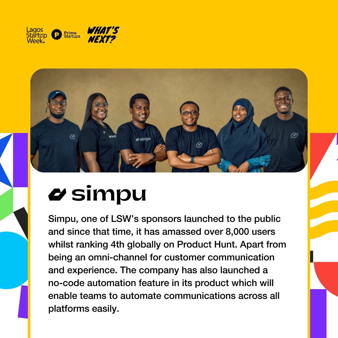 StartupLagos's tweet photo. @simpuinc is breaking boundaries and they are just getting started.
.
.
#thelswexperience #lsw22 #lagosstartupweek https://t.co/Eljs1frtye