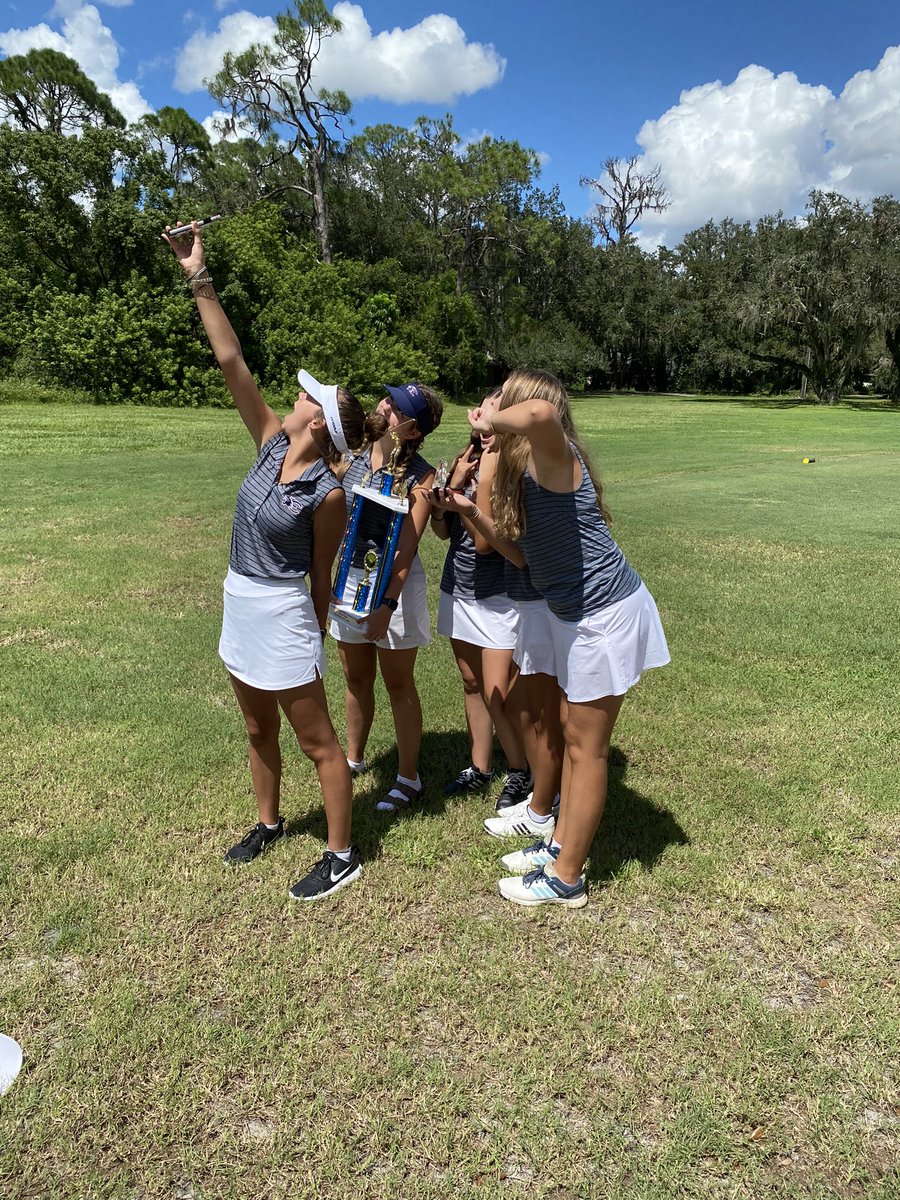 Bringing home the bling. The Estero girls golf team finishes first today at the Crutchfield Hawkins Tournament in Sebring today. Sophia Reed finishes 2nd overall. Sadie Johnson 4th and Brittany Streitmatter 8th.