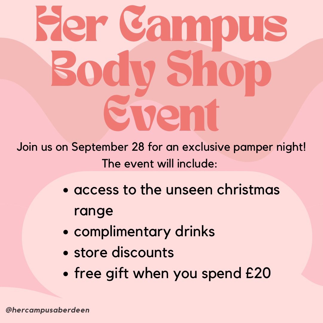 September 28th will be our second event of the year! Join us for a fun night of pampering at the Body Shop! The link to sign up can be found on our Facebook page or Instagram highlights!