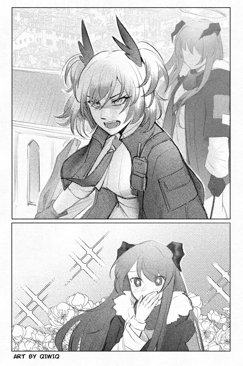 cutscene redraw from Arknights in manga style
+ clean version
(2nd panel I've made up but still) 