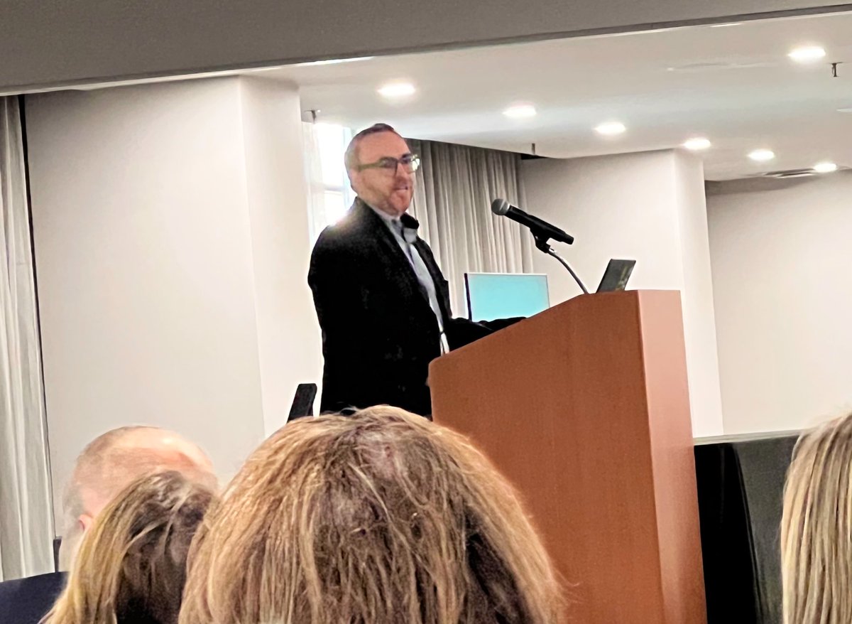 PRSANebraska's tweet photo. Such amazing speakers this morning at the @PRSAMidwest District Conference! @gregswan started the day discussing the social first mindset. All marketing should be planned through a social-first lens, he says. #PRSAMDC #TCShakeup https://t.co/V7qRh7thru