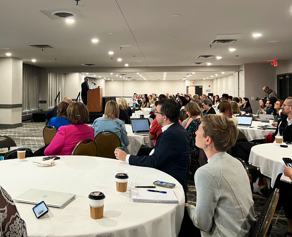 PRSANebraska's tweet photo. Such amazing speakers this morning at the @PRSAMidwest District Conference! @gregswan started the day discussing the social first mindset. All marketing should be planned through a social-first lens, he says. #PRSAMDC #TCShakeup https://t.co/V7qRh7thru