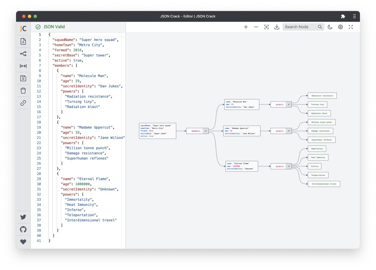 TrustyFi's tweet photo. Use JSON Crack to visualise your data into graphs like never before for easy comprehension.

https://t.co/t2dL05Mrw6

#techtips #dev #programmingtips https://t.co/c03CbkcHru