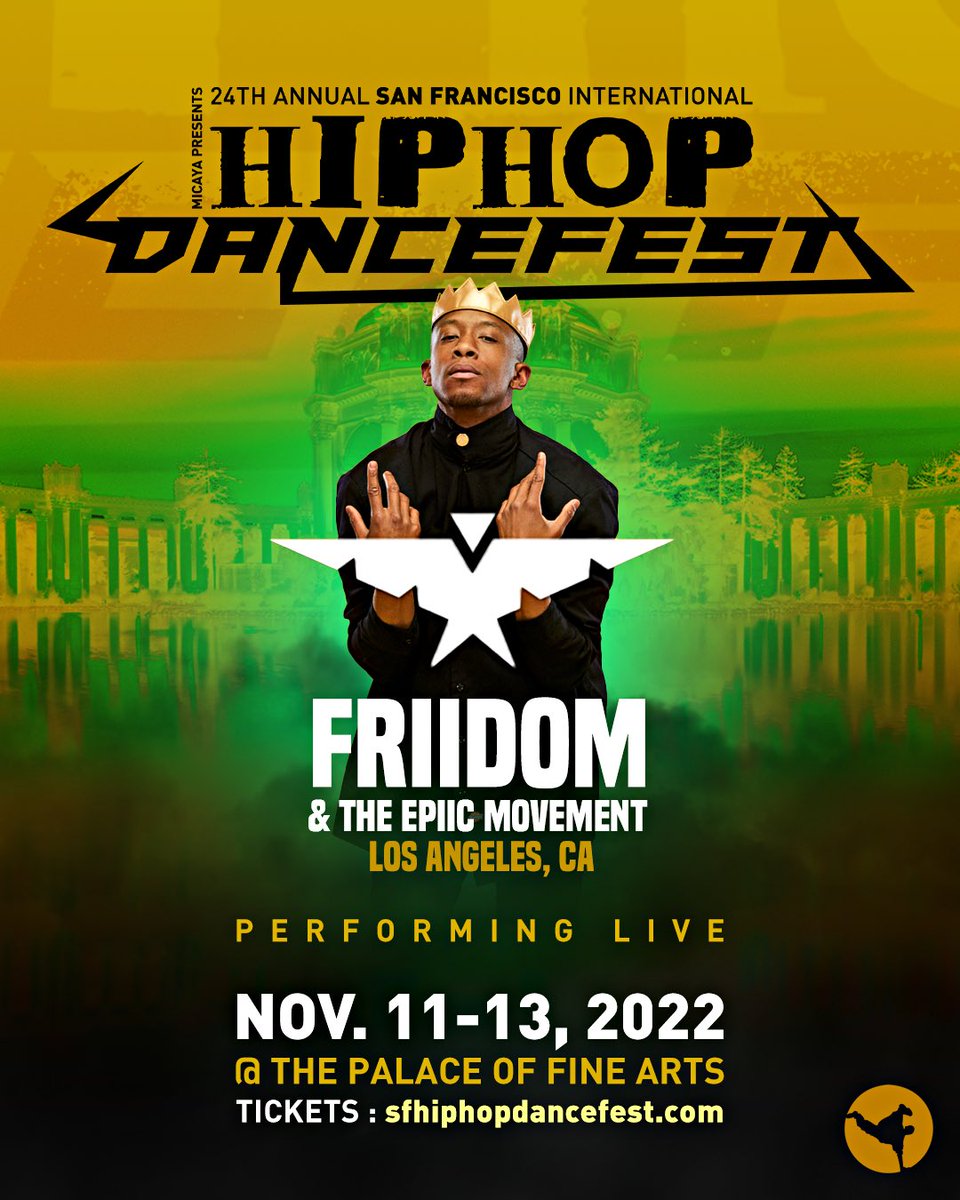 We are very excited to reveal our first performing artist to you 🤩. World Class choreographer and dancer Friidom and his company “Epic Movement” from LA will perform 2 exquisite pieces during this year's SFIHHDF live shows🔥🔥🔥✨Tickets are on sale ➡️ sfhiphopdancefest.com