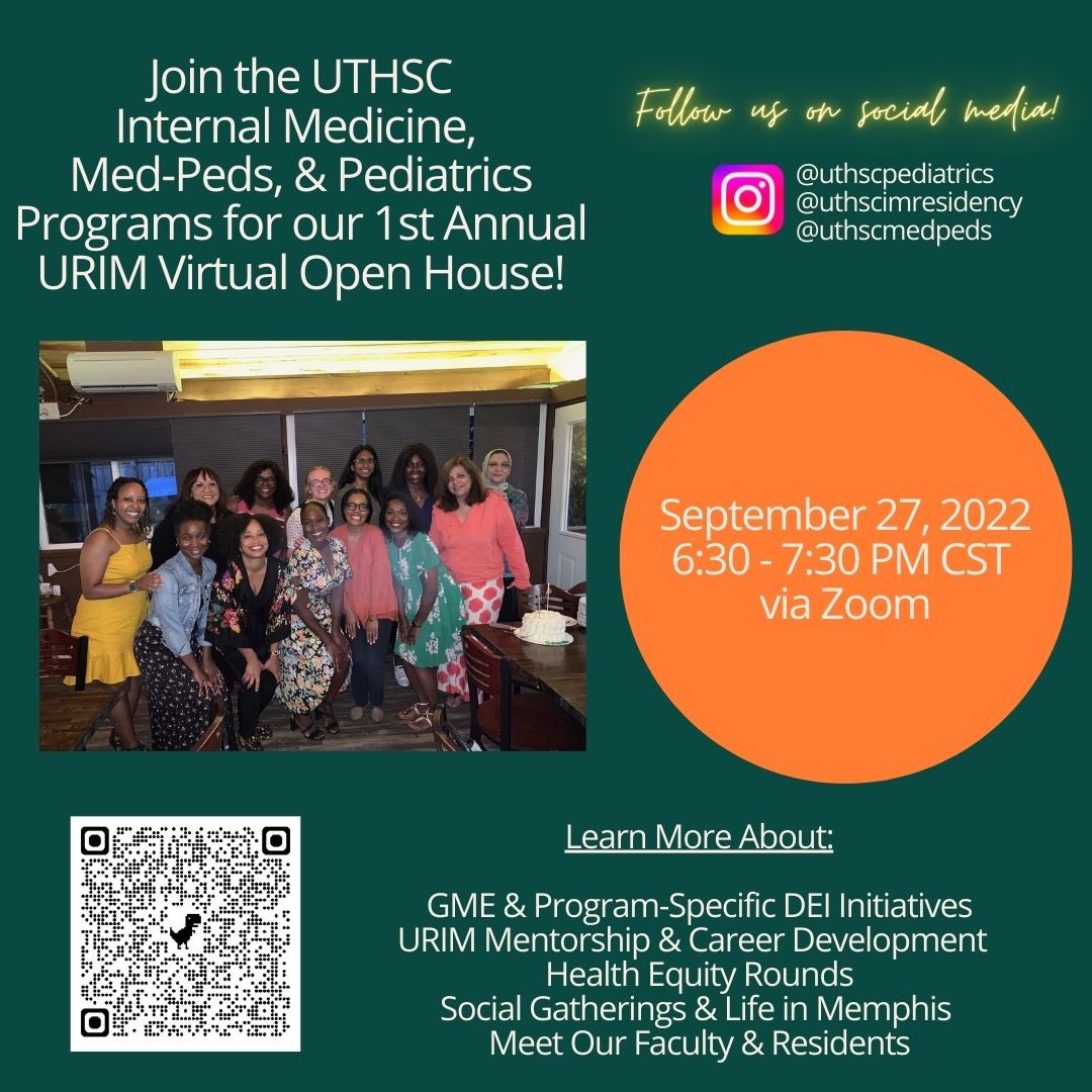 caridee24's tweet photo. It’s that time of year again! Join me and my colleagues (Peds, Med-Peds, &amp; IM) as we give you real insight into our awesome programs and community at UTHSC Memphis! We look forward to meeting you! @UTHSCPediatrics @UTHSCMedPeds @UTHSC_Medicine https://t.co/yFeHS0iwVB