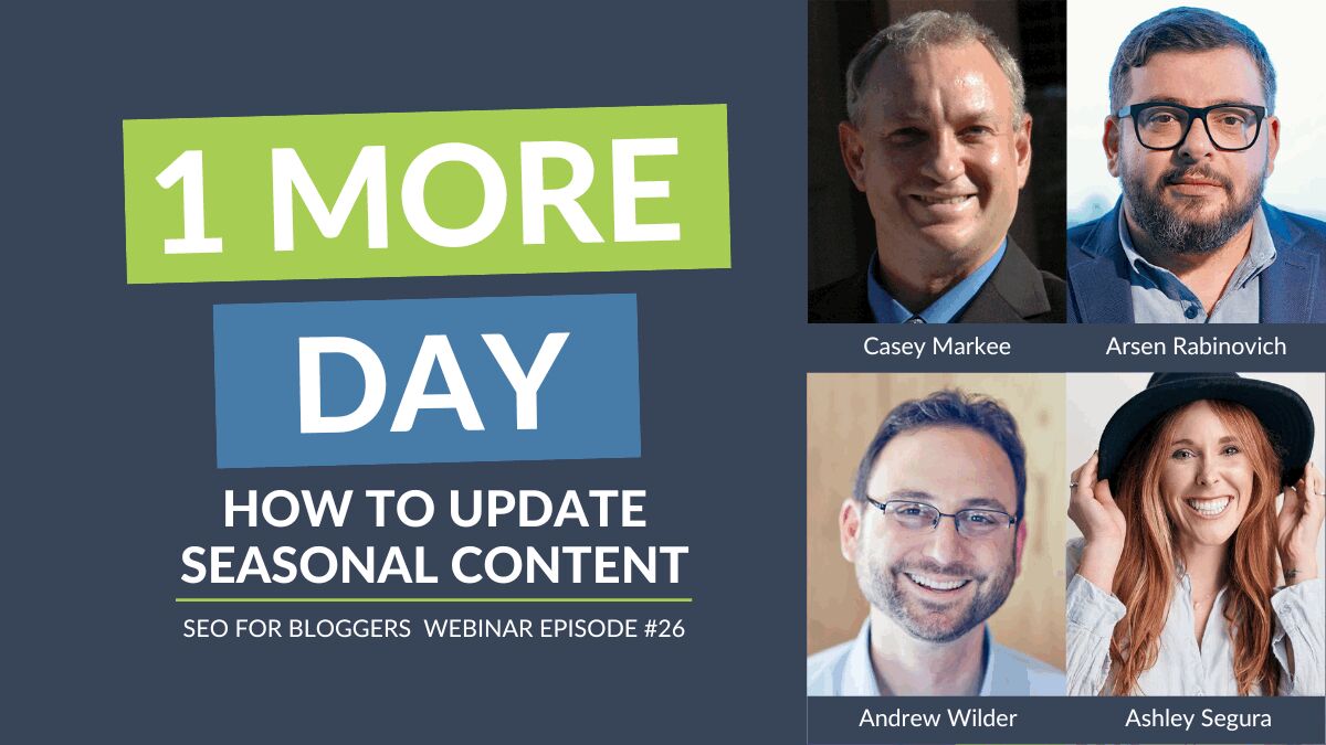 👻 Boo!! 👻

Are you afraid your blog isn't ready for the influx of holiday traffic? 

Or worse.... that you won't get ANY traffic this holiday season? 😱

Fear not! #SEOForBloggers goes LIVE tomorrow w/a new episode full of optimization strategies: bit.ly/3QL7OTx