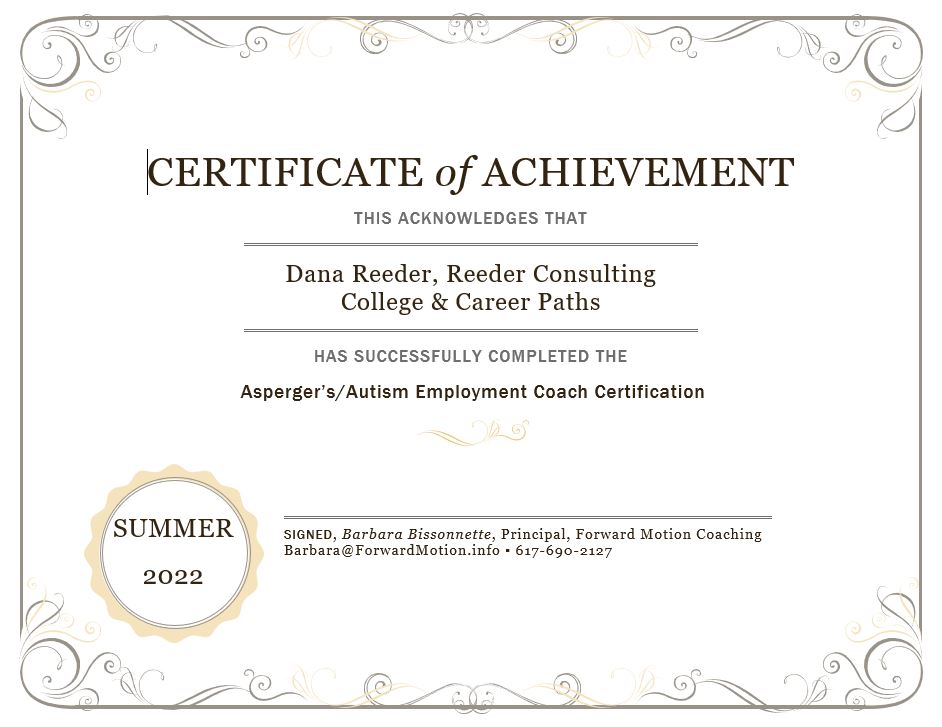 Excited to share the completion of my certification for #Aspergers/#Autism #Employment #coaching. This was an EXTENSIVE commitment &amp; was the best professional engagement I've experienced since starting my practice. #careercounseling #ASD #ReederConsulting #ProceedWithConfidence