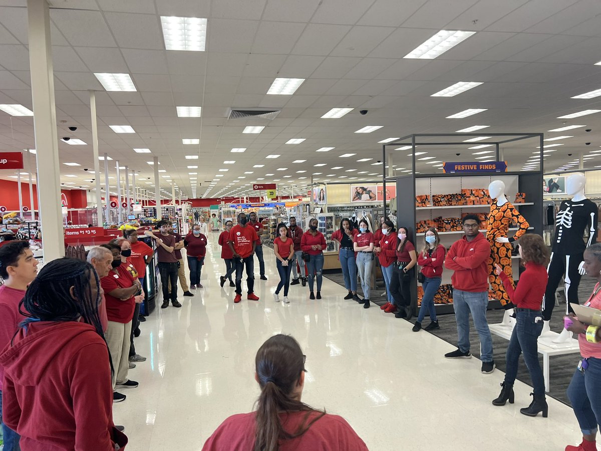 Monday morning huddle time! So happy to see all these smiling faces on a Monday morning! Thank you Target for incorporating these huddles into our weekly routines!
