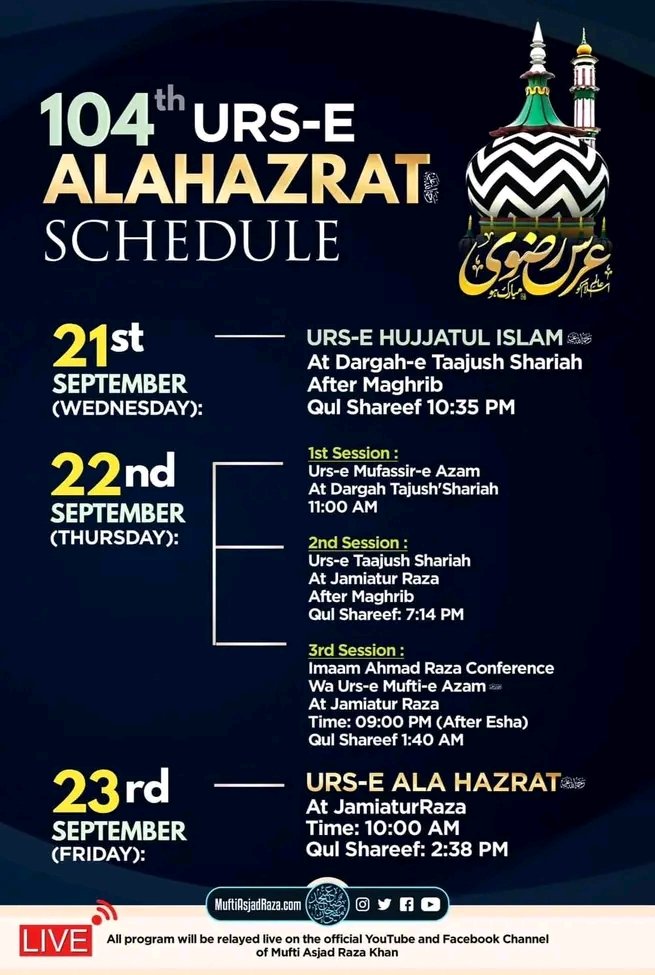 104th Urs e Razvi Schedule 2022