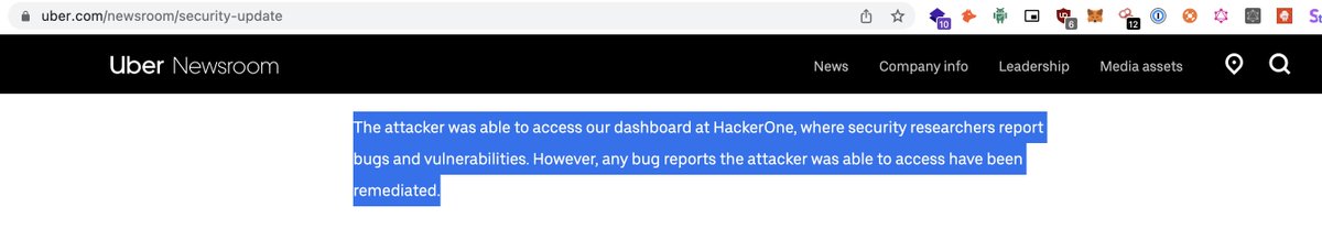 KHIZER_JAVED47's tweet image. #uberhack Update from @Uber . 

&quot; ... any bug reports the attacker was able to access have been remediated.&quot;...

Read Full: uber.com/newsroom/secur…